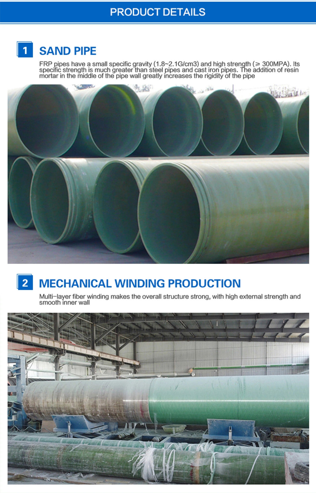 Underground Fiberglass FRP/GRP Cable Pipe for Power Transmission